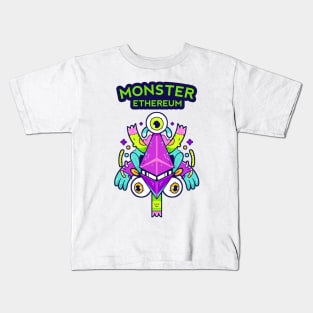 Doodle Ethereum Design Monster Illustration Kids T-Shirt